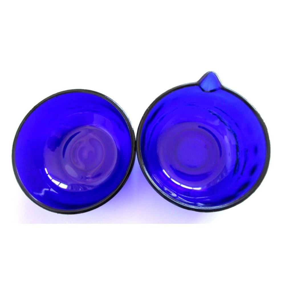 Cobalt Blue Glass and Silver Quality Plate Sugar and Creamer Set - England VTG - Picture 12 of 16